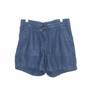 Nautica women’s small navy blue linen drawstring elastic waist shorts.